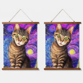抽象芸術エレガントエアブラシ猫 吊り下げ型タペストリー (ダブル)