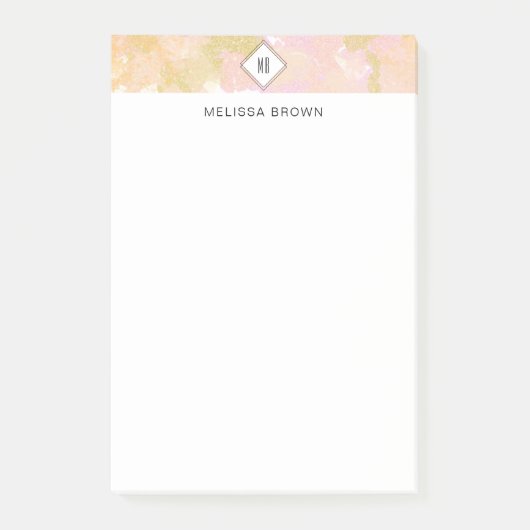 抽象芸術エレガントカラーMonogramピンク金ゴールド ポストイット (正面)