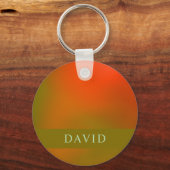 抽象芸術エレガントグリーンとオレンジのキーリング キーホルダー (裏面)