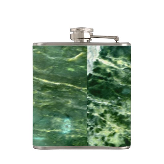 抽象芸術エレガントグリーンウェーブパターン大理石デザイン フラスク (裏面)