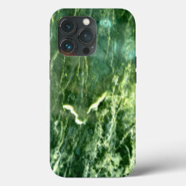 抽象芸術エレガントグリーンウェーブパターン大理石デザイン iPhone 13 PROケース