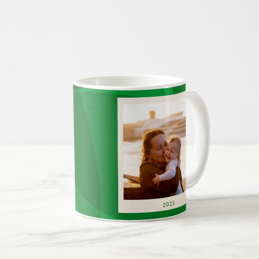 抽象芸術エレガントグリーンフォトフェスティバルクリスマス コーヒーマグカップ (正面右)