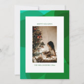 抽象芸術エレガントグリーンフォトフェスティバルクリスマス シーズンカード (正面)
