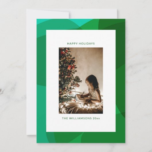 抽象芸術エレガントグリーンフォトフェスティバルクリスマス シーズンカード (正面)