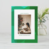 抽象芸術エレガントグリーンフォトフェスティバルクリスマス シーズンカード (スタンド正面)