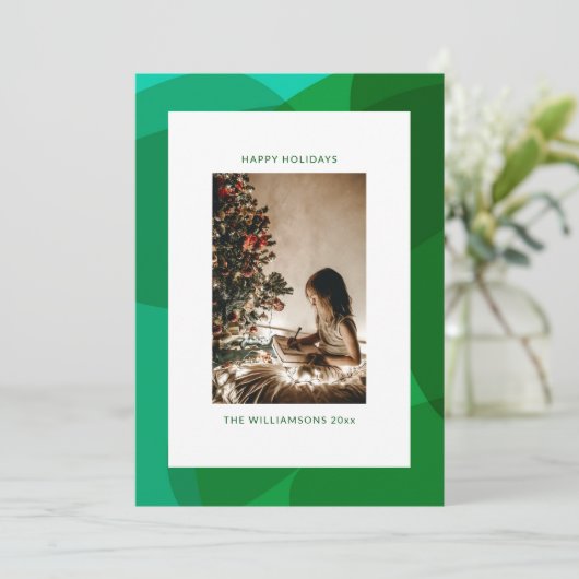 抽象芸術エレガントグリーンフォトフェスティバルクリスマス シーズンカード (スタンド正面)