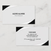 抽象芸術エレガントシルバーグレーブラック&ホワイト 名刺 (正面/裏面)