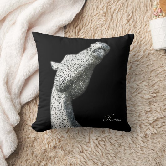 抽象芸術エレガントシルバーホースブラックパーソナライズされた クッション (ブランケット)