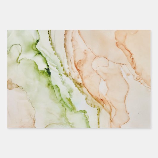 抽象芸術エレガントジェイドグリーン赤面ピーチ ラッピングペーパーシート (正面2)