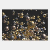 抽象芸術エレガントジオメトリの展開-金ゴールドと銀 ラッピングペーパーシート (正面2)