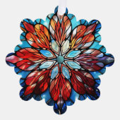 抽象芸術エレガントステンドグラスのクリスマスフラワー オーナメントカード (正面)