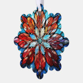 抽象芸術エレガントステンドグラスのクリスマスフラワー オーナメントカード (左)