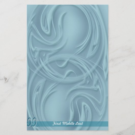 抽象芸術エレガントストロークの青パーソナライズされた線 便箋 (正面)