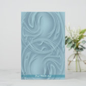 抽象芸術エレガントストロークの青パーソナライズされた線 便箋 (スタンド正面)