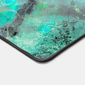 抽象芸術エレガントターコイズマーブルオパールモノグラムの デスクマット (コーナー)