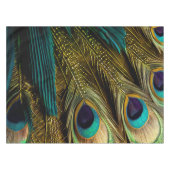 抽象芸術エレガントティール(緑がかった色)ブルー金ゴールド孔雀の羽根 | テーブルクロス (正面(横))