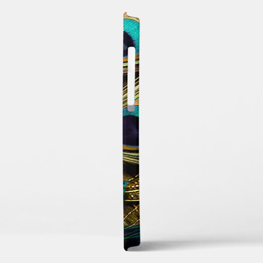 抽象芸術エレガントティール(緑がかった色)ブルー金ゴールド孔雀の羽根 | Case-Mate iPhoneケース (裏面 / 左)