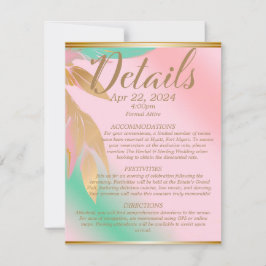 抽象芸術エレガントパステルピンク&シーフォー結婚ム 出欠カード