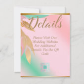 抽象芸術エレガントパステルピンク&シーフォー結婚ム 出欠カード (裏面)