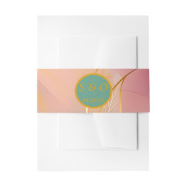 抽象芸術エレガントパステルピンク&シーフォー結婚ム 招待状ベリーバンド