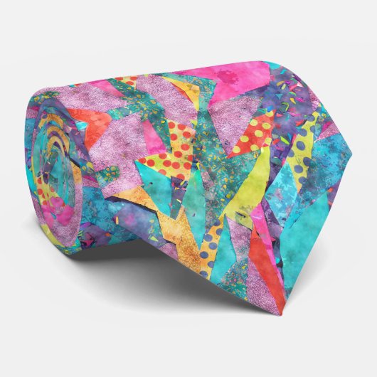 抽象芸術エレガントピンクとティール(緑がかった色)メンズネックタイ ネクタイ (ロール)