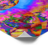 抽象芸術エレガントピンクのフローラ花ひまわり ポスター (角)