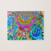 抽象芸術エレガントピンクの花の庭 ジグソーパズル (横)