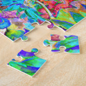 抽象芸術エレガントピンクの花の庭 ジグソーパズル (側面)