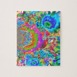 抽象芸術エレガントピンクの花の庭 ジグソーパズル