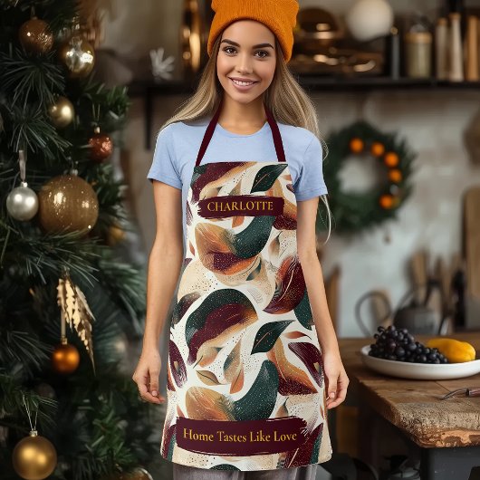 抽象芸術エレガントフローラエプロン名前をカスタムする エプロン