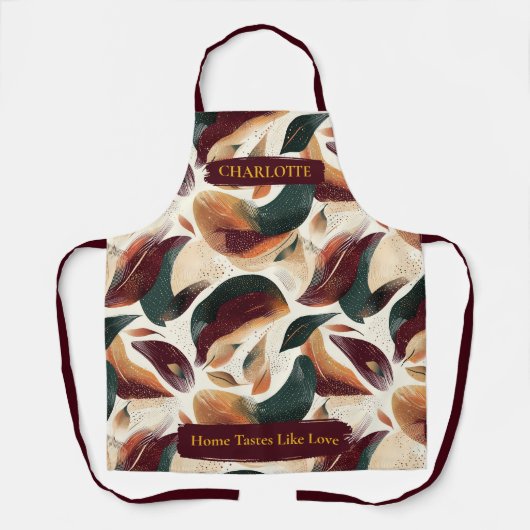 抽象芸術エレガントフローラエプロン名前をカスタムする エプロン (正面)