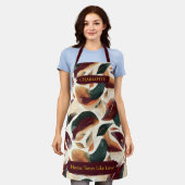 抽象芸術エレガントフローラエプロン名前をカスタムする エプロン (着用した状態)