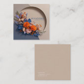 抽象芸術エレガントフローラオレンジブルー スクエア名刺 (正面/裏面)