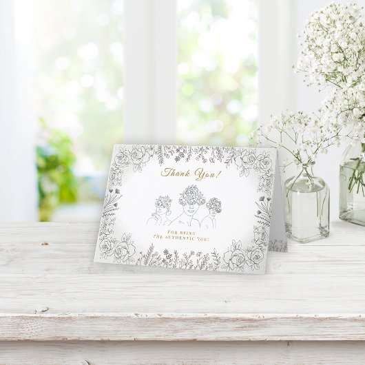 抽象芸術エレガントフローラヘア開花女性の日 サンキューカード