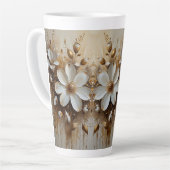 抽象芸術エレガントフローラ油彩画金ゴールド カフェラテマグ (左アングル)