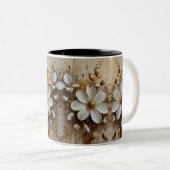 抽象芸術エレガントフローラ油彩画金ゴールド ツートーンマグカップ (正面右)