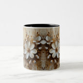 抽象芸術エレガントフローラ油彩画金ゴールド ツートーンマグカップ (中央)