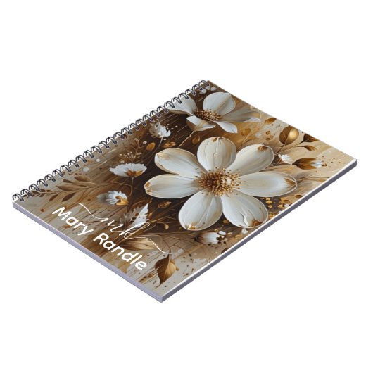 抽象芸術エレガントフローラ油彩画金ゴールド ノートブック (左側)