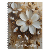 抽象芸術エレガントフローラ油彩画金ゴールド ノートブック (正面)