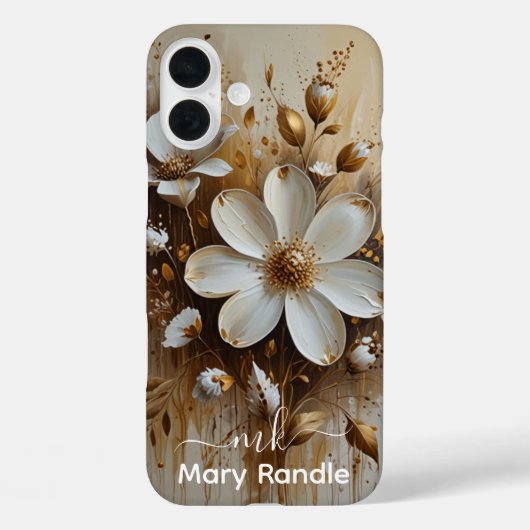 抽象芸術エレガントフローラ油彩画金ゴールド Case-Mate iPhoneケース (裏面)