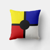 抽象芸術エレガントブラック、ブルー、レッド、イエロー、ホワイト クッション (裏面)