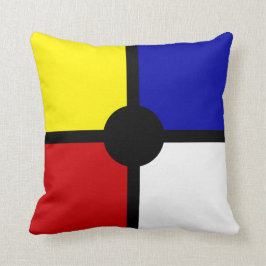 抽象芸術エレガントブラック、ブルー、レッド、イエロー、ホワイト クッション