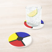 抽象芸術エレガントブラック、ブルー、レッド、イエロー、ホワイト コースター (側面)