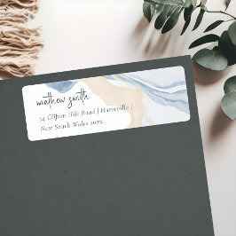 抽象芸術エレガントブルーベージュコーストビーチアドレス ラベル