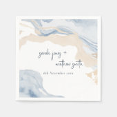 抽象芸術エレガントブルーベージュコーストビーチ結婚式 スタンダードカクテルナプキン (正面)