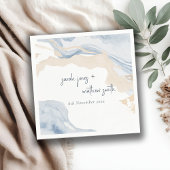 抽象芸術エレガントブルーベージュコーストビーチ結婚式 スタンダードカクテルナプキン