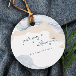 抽象芸術エレガントブルーベージュコーストビーチ結婚式 フェイバータグ