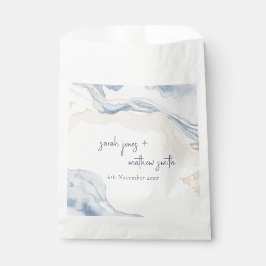 抽象芸術エレガントブルーベージュコーストビーチ結婚式 フェイバーバッグ (正面)