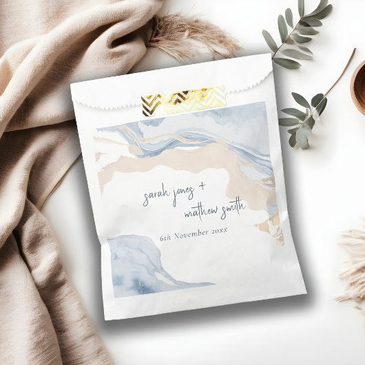 抽象芸術エレガントブルーベージュコーストビーチ結婚式 フェイバーバッグ