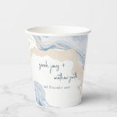 抽象芸術エレガントブルーベージュコーストビーチ結婚式 紙コップ (正面)